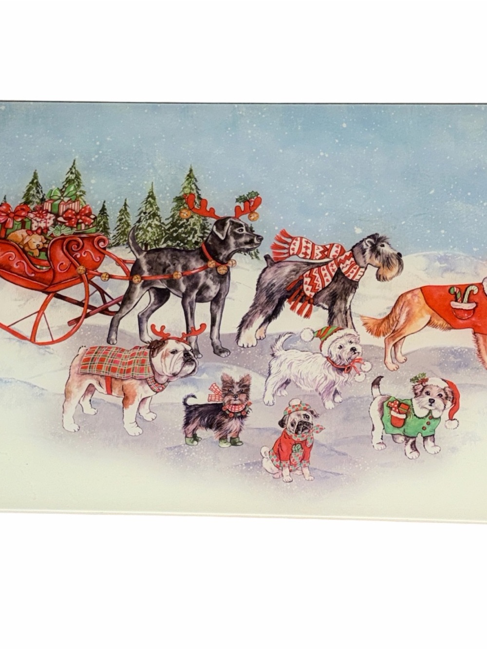Holiday Dogs Kitchen Glass Cutting Board - Multi-Color